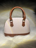 Elegant Cream & Brown textured mini handbag