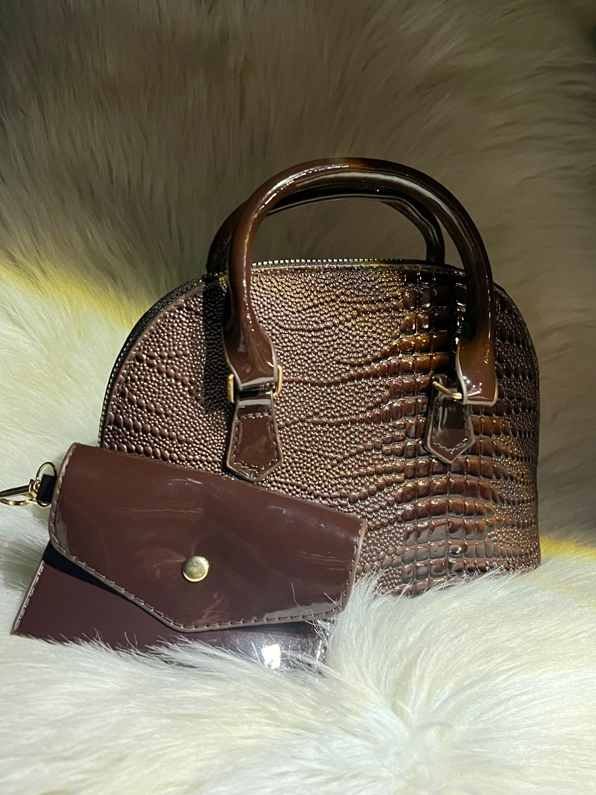 Red Glossy Croc  Handbag