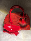 Red Glossy Croc  Handbag